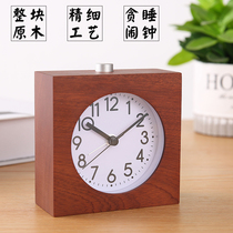 Solid wood Square small alarm clock table Nordic style snooze clock simple children student bedroom dormitory bedside clock