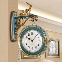 Lisheng double-sided hanging clock mute living room atmospheric retro modern light luxury new Chinese Nordic style decorative clock