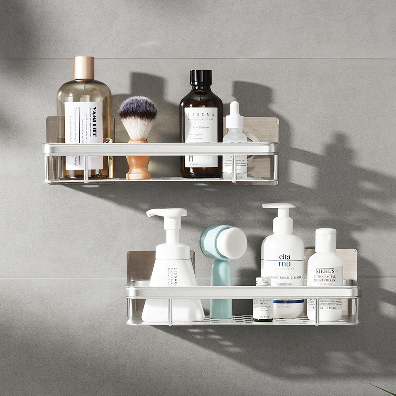 Space Aluminum Bathroom Shelve Makeup Room Wall-mounted Free Toilet Washroom Washroom Wash Terrace Wall Containing Layer Shelf