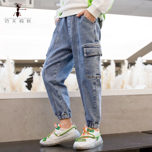 Детские весенние осенние джинсы для мальчиков, штаны, 2021 года, подходит для подростков, в западном стиле