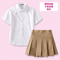 Круглая шея +6627 юбка хаки