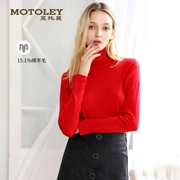 Motoley Mutoli 2019 phụ nữ mới đan áo sơ mi chạm đáy nữ cao cổ lông cừu bên trong áo len thủy triều - Vòng cổ áo len