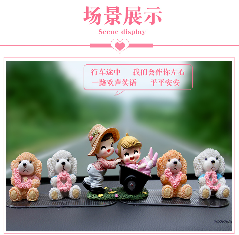 Sáng tạo xe trang trí dễ thương phim hoạt hình cặp vợ chồng búp bê phụ kiện xe hơi cung cấp nội thất xe búp bê nữ đồng hồ trang trí xe hơi