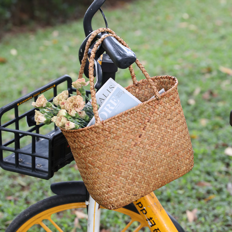 Kens New Straw Handbag, Artistic Style, Travel Hand-Woven Bag, Versatile Basket, Photo Prop