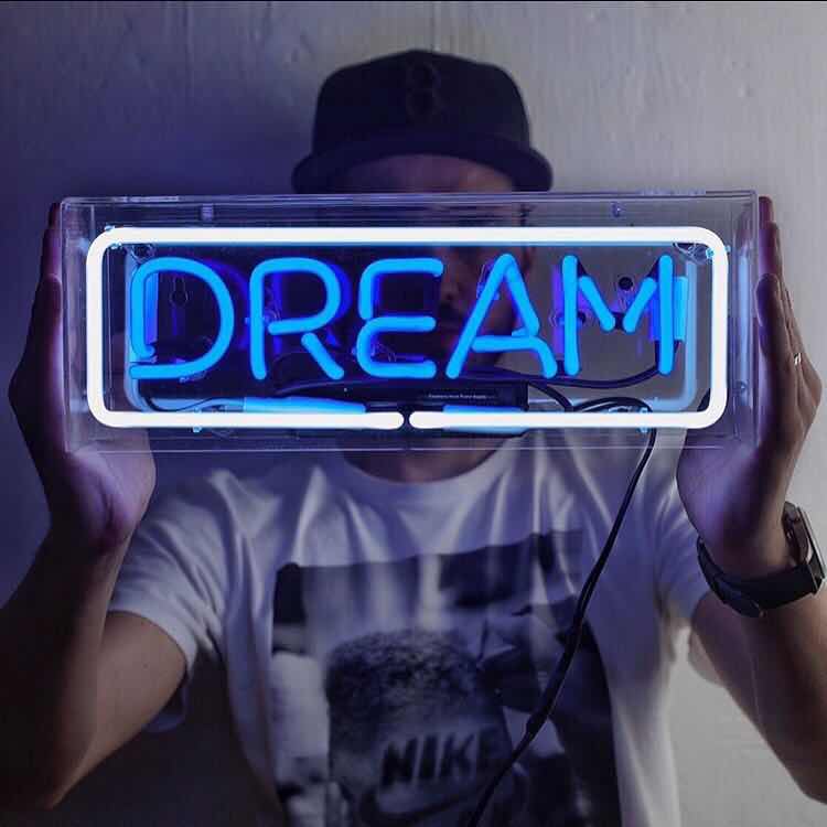 Acrylic box neon DREAM custom English letters take pictures net red shake sound decorative lights