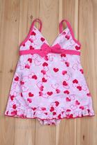 Japanese original single little virgin baby Childrens one-piece pink skirt cute heart heart bow swimsuit