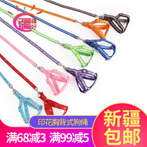 Upgraded version fashion applique chest back type pet traction rope small number colorful printed imitation nylon dog rope 1 m Xinjiang