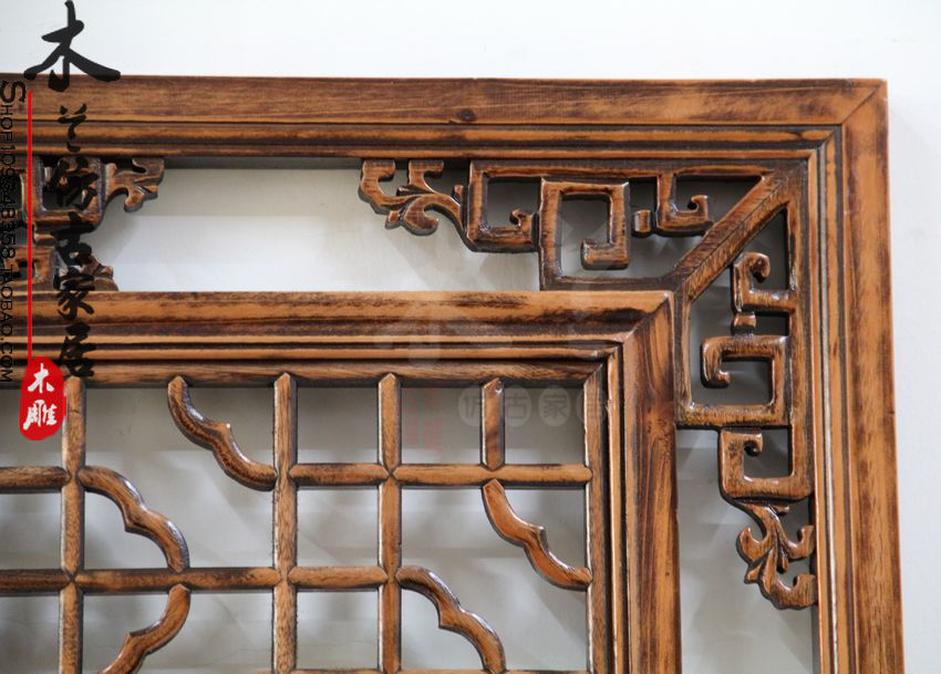 Mô hình vụ nổ tường phong cách Trung Quốc rắn gỗ lưới khắc gỗ antique ngang dọc cửa sổ hiên phân vùng màn hình trần