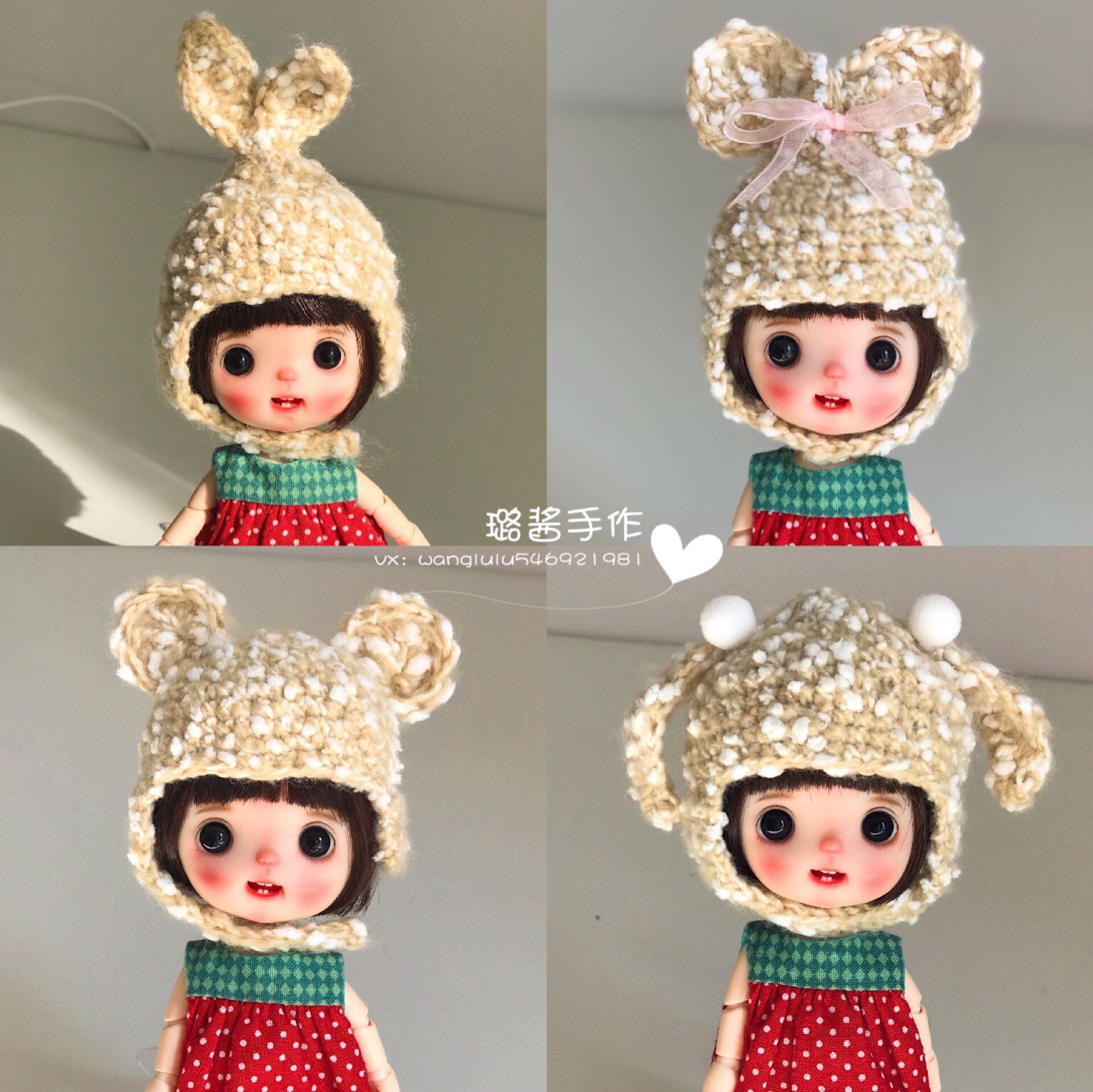 ob11 handmade doll hat BJD va with a hair line cap 6 points 8 points