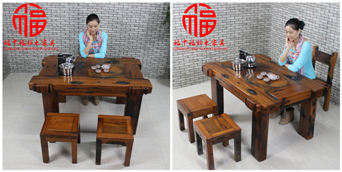 Thuyền gỗ nội thất thuyền cổ gỗ bàn trà gỗ rắn retro phòng khách bàn trà kết hợp bàn ghế kung fu bàn ghế kết hợp - Bàn trà bàn ghế sofa gỗ