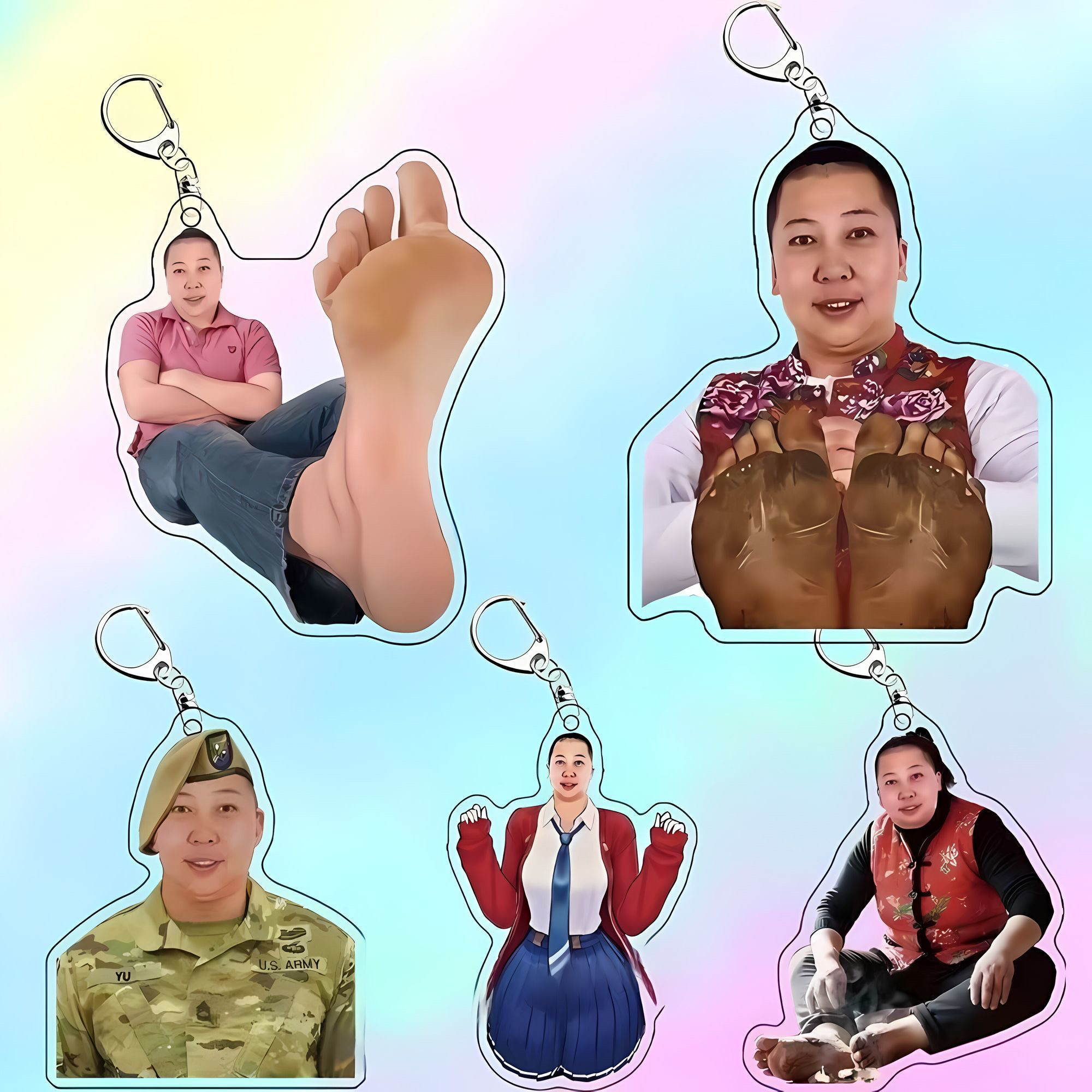 东北雨姐抽象表情包钥匙扣亚克力书包挂件送朋友礼物45码大汉脚阿里巴巴