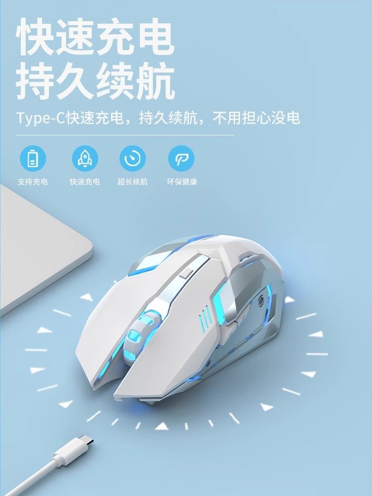 Forerunner Wireless Mouse Bluetooth Dual-Mode Silent Rechargeable Mechanical Gaming Mouse for Girls Pink Wireless Computer