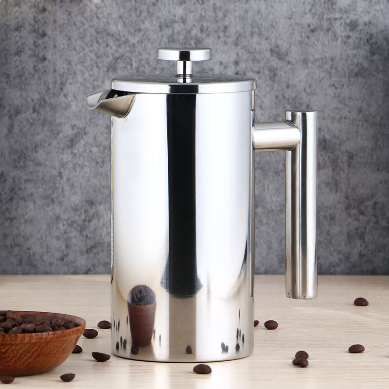 Double-Layer Hollow 304 Stainless Steel Hand-Brewed Coffee Pot, Household French Press Pot with Lid, Insulated Filter Press Pot, Tea Brewing Pot Double-Layer Hollow 304 Stainless Steel Hand-Brewed Coffee Pot, Household French Press Pot with Lid, Insulated Filter Press Pot, Tea Brewing Pot