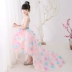 Váy công chúa màu hồng cô gái fluffy sợi trẻ em mẫu catwalk showtail dạ hội chủ nhà trang phục piano mùa hè đồ bé gái Váy trẻ em