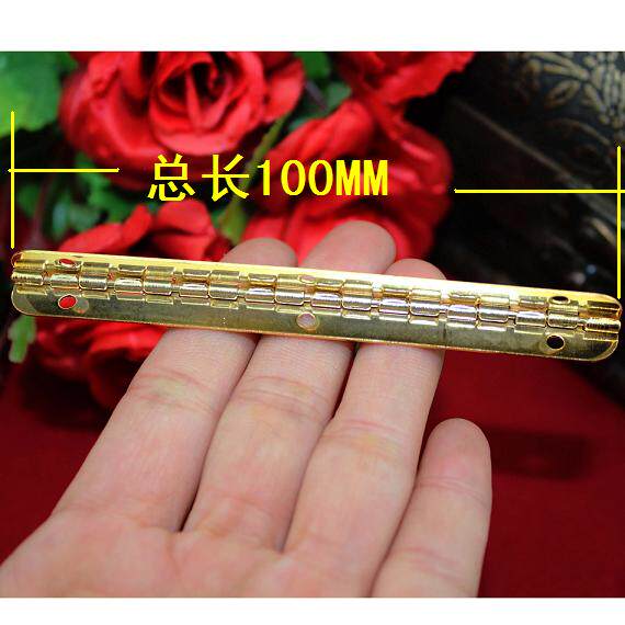 10CM-strip hinge imitation gold sheet metal strip hinge inner 90-degree hinge wood case with hinge support hinge