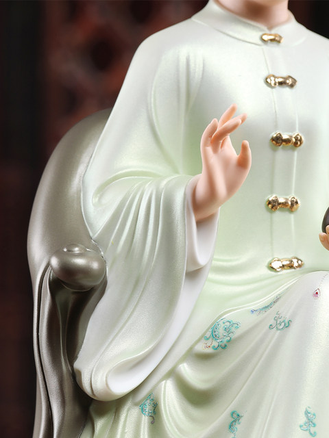 Seven Treasures Ceramics 12inch Ceramic Statues of the Grandfather and Grandmother of the Python Clan, the Four Great Families, for Home Worship