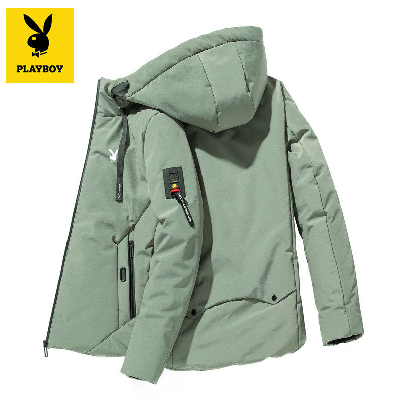 Playboy men's short jacket down jacket 2021 new winter trend casual winter clothing thickened men's clothing