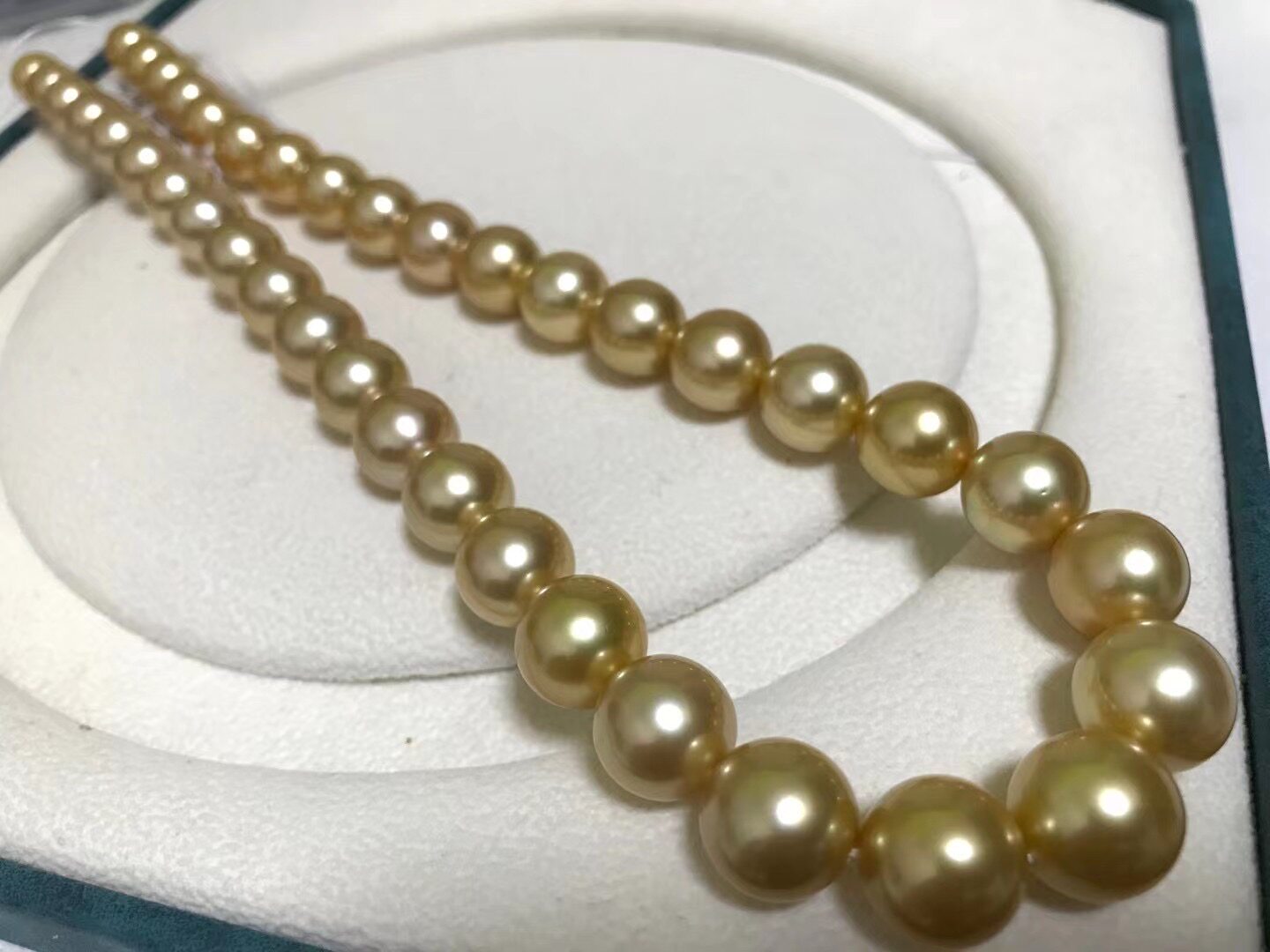Nanyang Gold Pearl Aurora Tea Gold Seawater Pearl Necklace 9 1-11 9 Zhengyuan Leather Light Thick Japan Real Scientific Research Great License