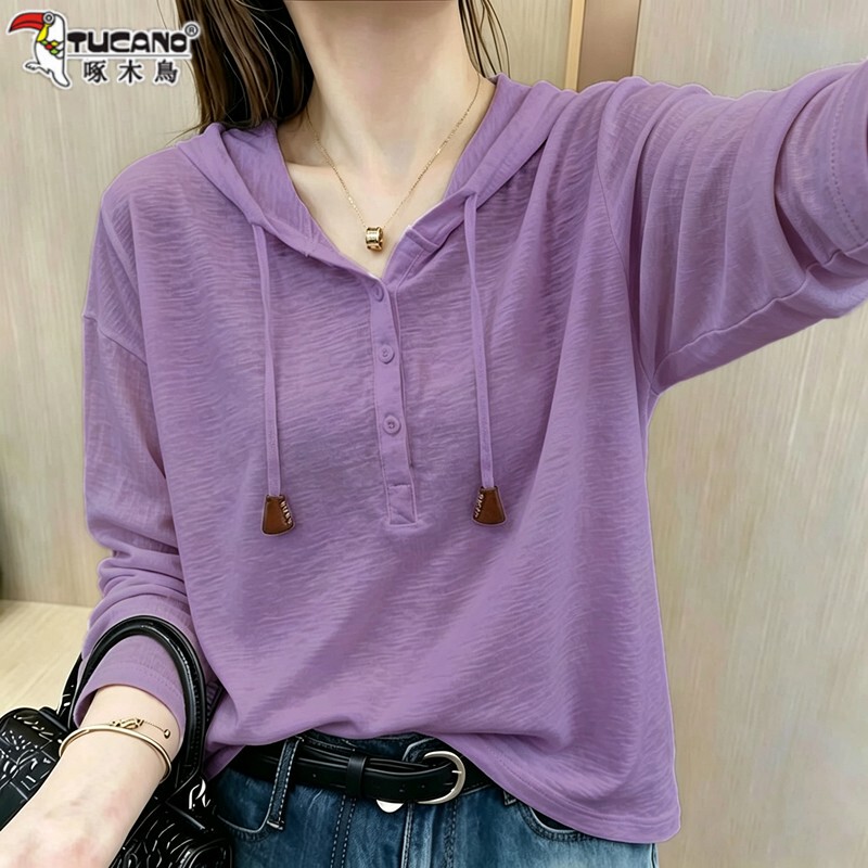 Clearance Sale Brand Discount Woodpecker Bamboo Cotton Spring and Autumn Versatile Stylish Hooded Top Fashionable Long-Sleeve T-Shirt Clearance Sale Brand Discount Woodpecker Bamboo Cotton Spring and Autumn Versatile Stylish Hooded Top Fashionable Long-Sleeve T-Shirt