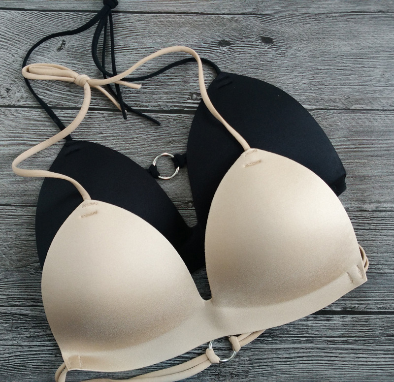 Tam giác treo cổ dây đeo vòng không có vòng thép áo ngực bikini Đồ lót backless đẹp áo dán ngực