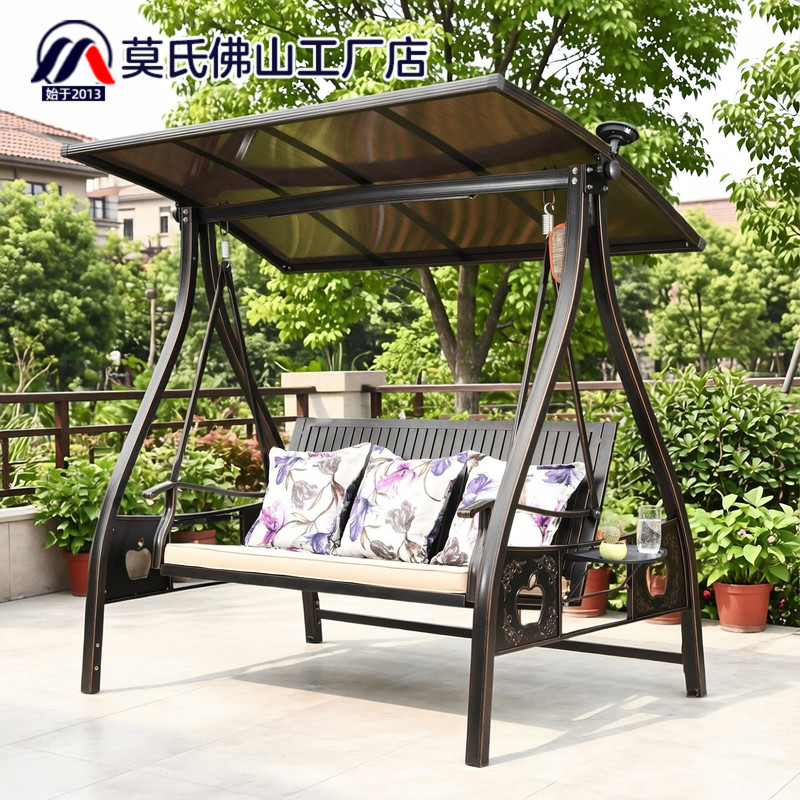 Swing Outdoor Patio Solar Light Rocking Chair Garden Balcony Outdoor Leisure Popular Hanging Chair Home Double Swing