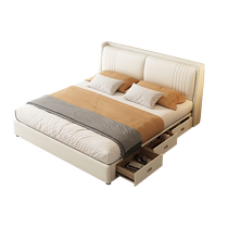 Feimaoshi modern simple master bedroom genuine leather wedding bed head layer cowhide soft back double large bed atmospheric edge-to-edge leather art bed