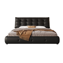 Femax minimalist designer black leather bed 1 8 meters simple modern small apartment wedding bed double master bed