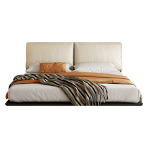 Fimax suspended bed leather wabi-sabi style master bedroom large bed internet celebrity ins Italian light luxury modern soft-packed solid wood bed B