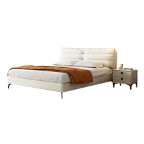 Fimax modern simple genuine leather bed head layer cowhide Italian minimalist bedroom double bed 1 8m soft cover wedding bed