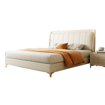 Fimax simple Italian light luxury leather bed 1 5m Nordic double bed minimalist modern master bed solid wood bed