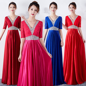 Evening dress prom gown Chorus costumes, chorus costumes, womendresses, evening dresses, long style hosts banquet dress