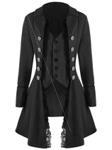 Medieval long sleeve three breasted womens coat irregular