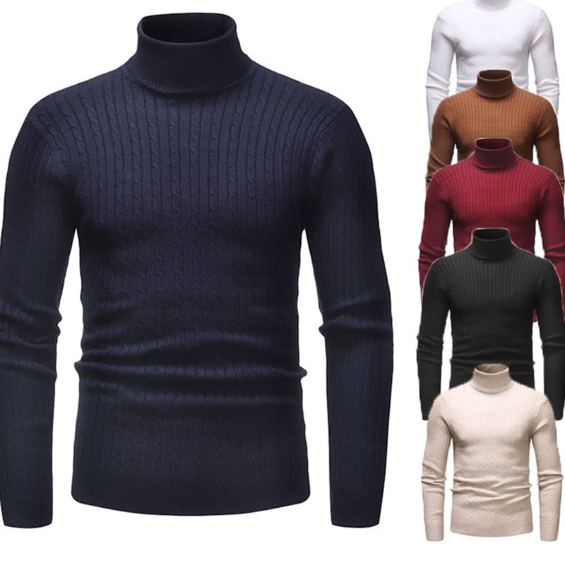 Men's clothing slim men Turtle Neck T-shirt sweat