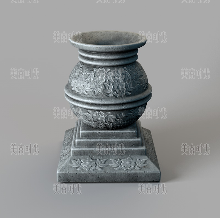 图片[7]-4个复古雕花纹植物花盆花坛石坛C4D模型FBX OBJ格式3d素材C978-cg男孩