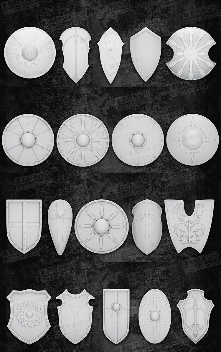 图片[8]-中世纪盾牌游戏防御盾C4D模型fbx obj blender素材无材质C1781-cg男孩
