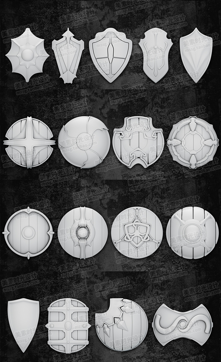 图片[5]-中世纪盾牌游戏防御盾C4D模型fbx obj blender素材无材质C1781-cg男孩