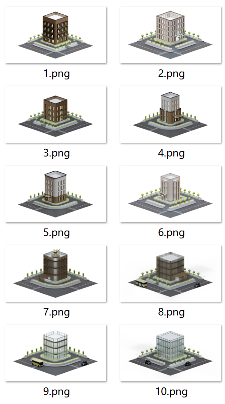图片[8]-10个3D卡通城市建筑楼房大厦立体blender模型c4d素材fbx obj png-cg男孩