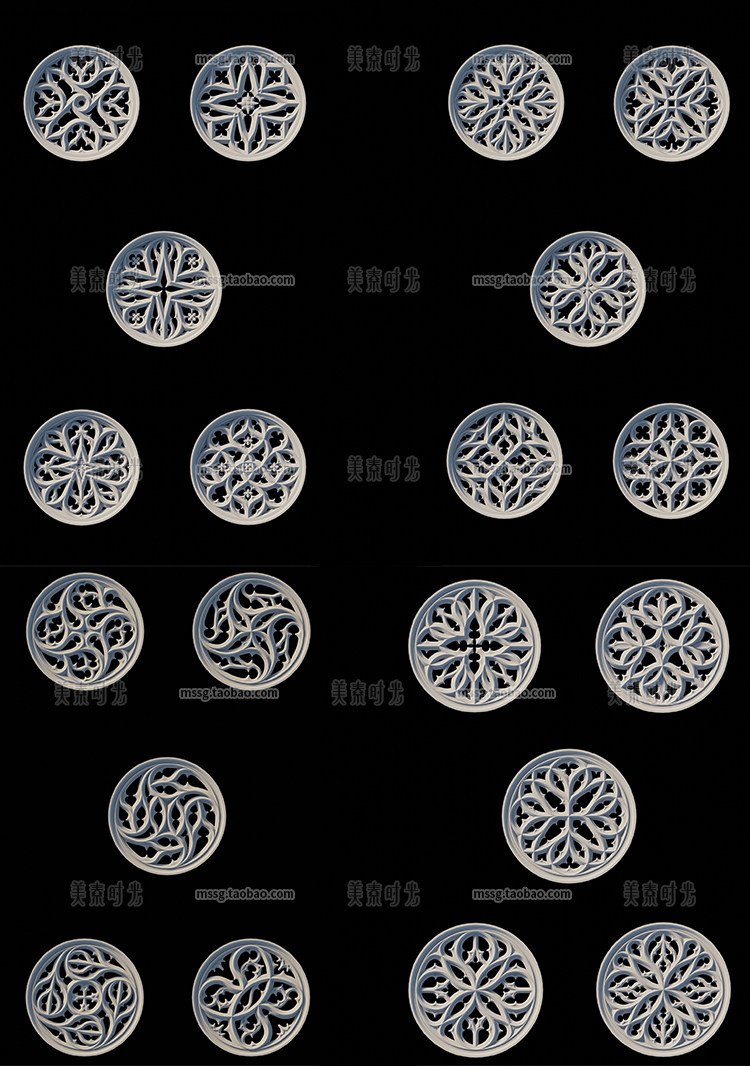 图片[4]-圆形雕花窗户装饰镂空窗花窗饰花窗C4D模型fbx素材obj白模无材质-cg男孩