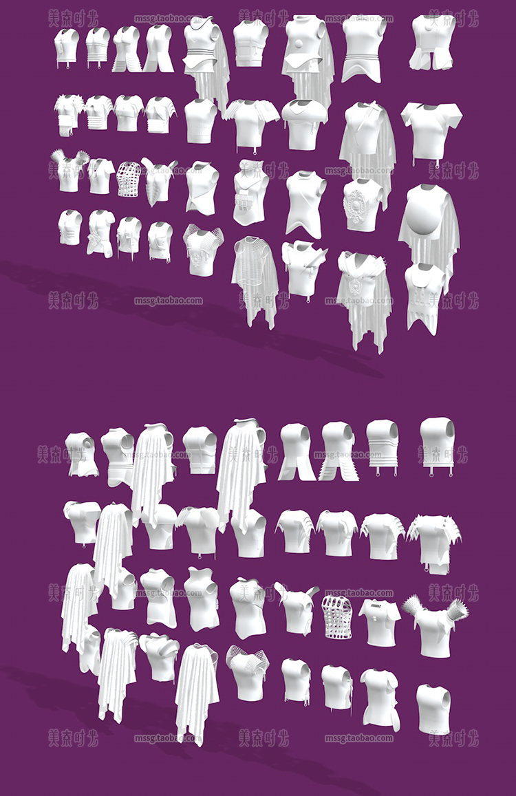 图片[4]-blender科幻幻想盔甲上衣背心服饰C4D模型3D素材fbx无材质obj白模-cg男孩