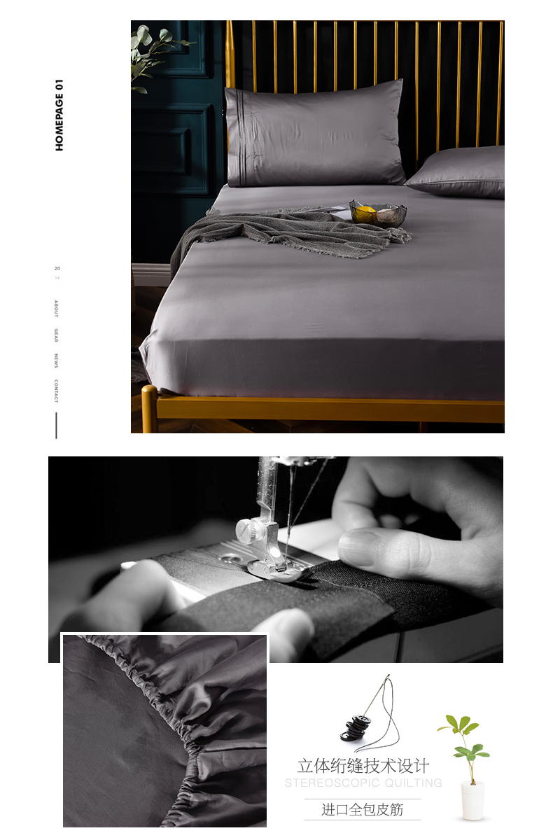 Giường cotton satin satin dài 60S chính hãng 笠 1,5x2 1,8x2 mét trải giường cao 30cm bọc nệm cotton - Trang bị Covers Ga chun chần Everon