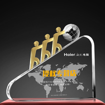 Crystal Creative Cooperation Win-Win Trophy Customized Excellent Team Medals Customized Outstanding Employees Annual Awards Competition