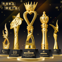 Resin gold-plated trophy custom creative Crystal lettering thumb five-pointed star Annual Meeting awards outstanding employees