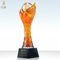 Glass trophy custom crystal creative wings film festival honorary prize winning enterprise manager elite production