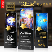 Crystal trophy custom creative colorful medals customized honor trophy custom lettering five-pointed star Trophy