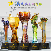 Liuli crystal trophy customized creative lettering five-pointed star champion Honorary Enterprise Annual Meeting award souvenir