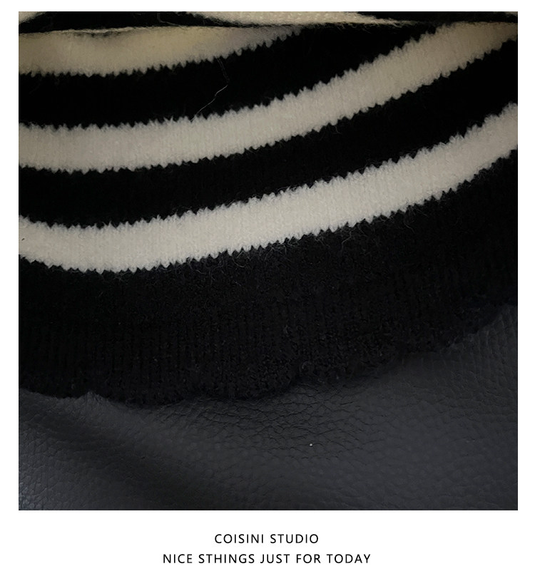 Retro Color-Block Gestreifte Strickmützen mit Knopfverzierung Unisex Damen Herren Winter Warme Streetwear Lässige Slouchy Skullies Mütze – Detail 14