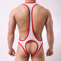 Conjoined harness mens T-pants U convex sexy lifting hip transparent triangular underpants ice silk speed dry breathable biding pants