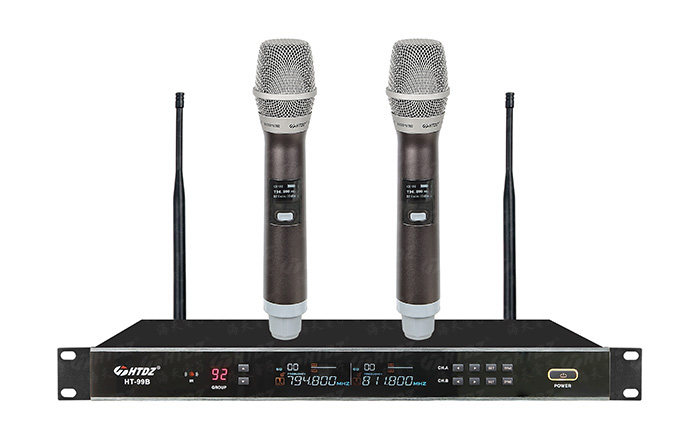 Hetian HTDZ HT-99B Professional True Diversity Dual Handheld Wireless Microphone Performance Meeting