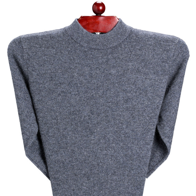 Ordos Cashmere Sweater Men's Thickened Half Turtle Collar 100 Pure Wool Winter Round Neck Sweater for Middle-aged Dads