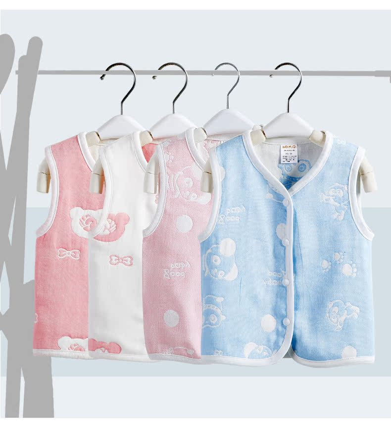 Bất khả chiến bại mickey bé vest mùa hè mùa xuân và mùa thu không tay vest vest trẻ em ba lớp gạc vest